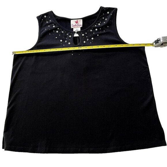 Quacker Factory Top XL Embellished Scoop Keyhole Neck Office Career Black NWT - Picture 5 of 7